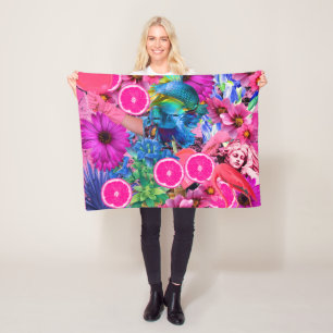 Couverture Polaire Bleu et rose.