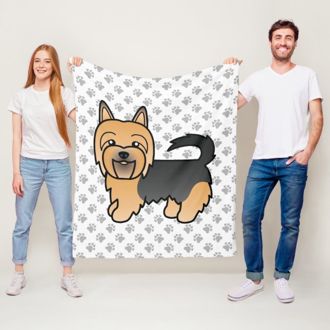 Couverture Polaire Bleu Et Tan Australien Terrier Cute Dessin Chien (En situation)