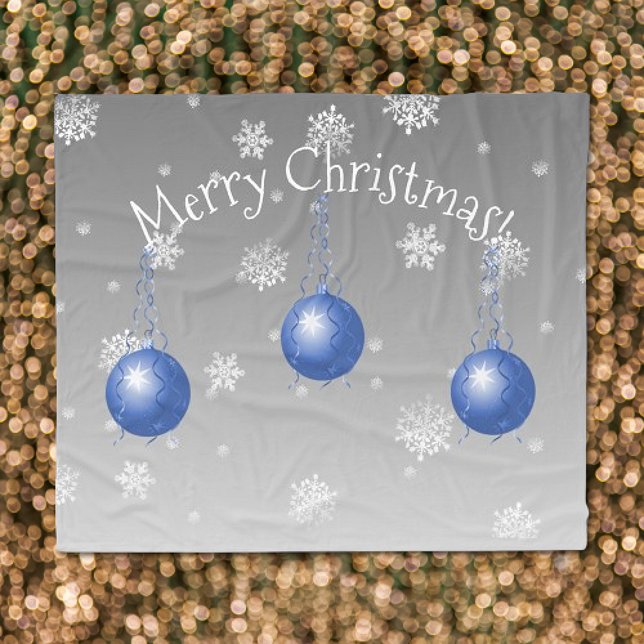 Couverture Polaire Bleu fantaisie Ornement de Noël (Blue Fancy Christmas Ornament Fleece Blanket)