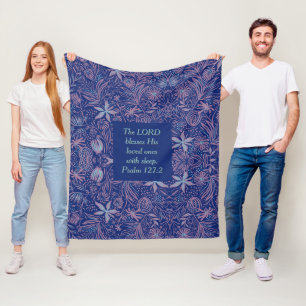 Couverture Polaire Bleu FLORAL LE SEIGNEUR BÉNÉFICIE DE SOMMEIL C