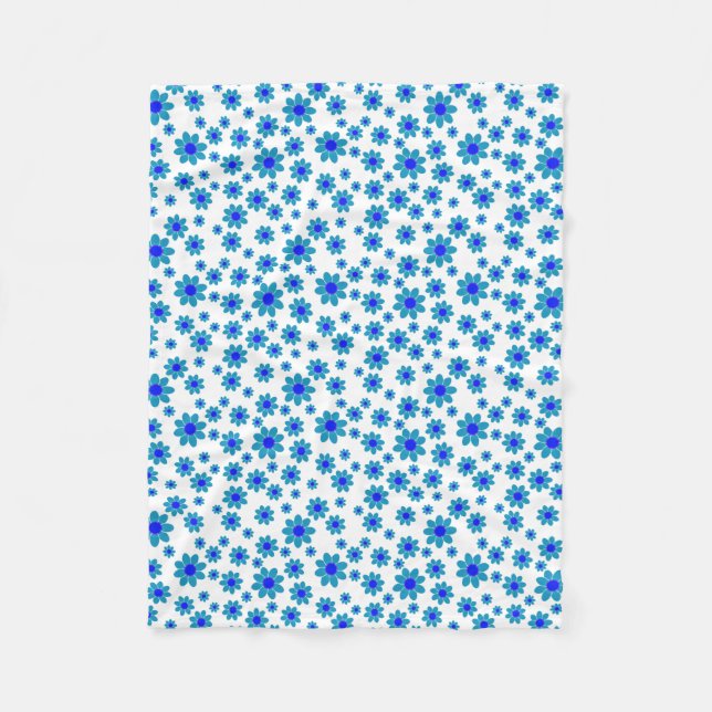 Couverture Polaire Bleu | Floral Repeating Daisy Motif (Devant)