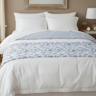 Couverture Polaire Bleu Floral Toile Élégant Vintage
