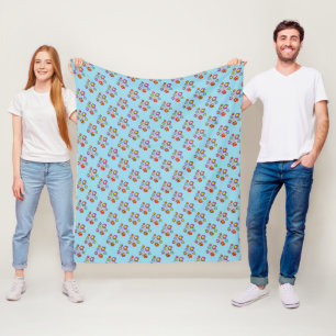 Couverture Polaire Bleu joli Ladybug et Fleurs Motif Fleece