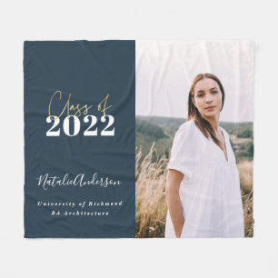 Couverture Polaire bleu moderne script grad multi photo classe de 202