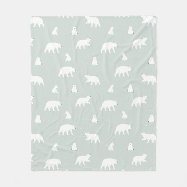 Couverture Polaire Bleu Motif de neige de l'ours polaire (Devant)