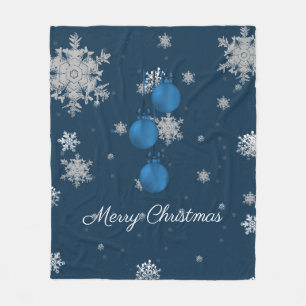 Couverture Polaire Bleu Noël Ornements Fleece Blanket