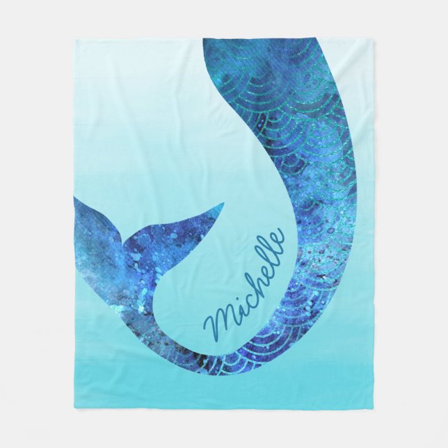 Couverture Polaire Bleu nommé fait sur commande de demi d'amusement (Devant)