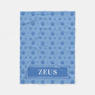 Couverture Polaire Bleu Paos Monogramme Pet Fleece Blanche
