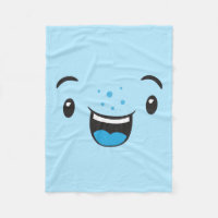 Bleu souriant Kawaii visage polaire Blanche