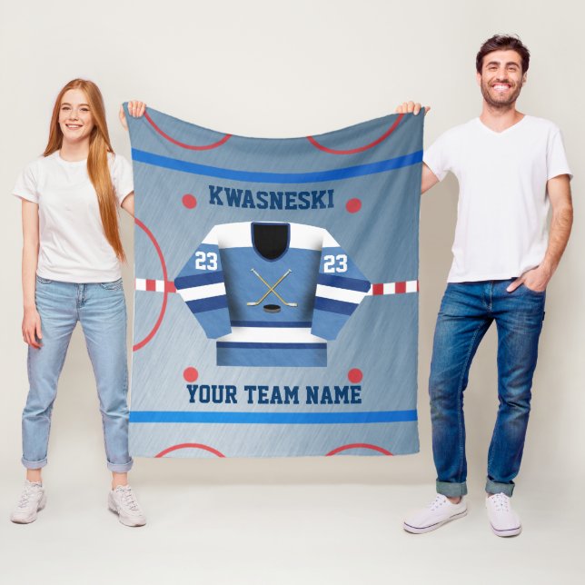 Couverture Polaire Bleu sur la patinoire de hockey sur glace bleue| J (En situation)