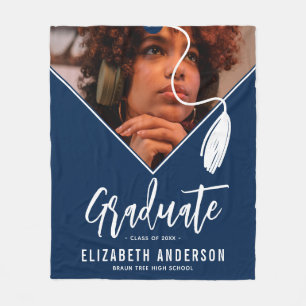 Couverture Polaire Bleu Tassel Casquette Photo Graduation
