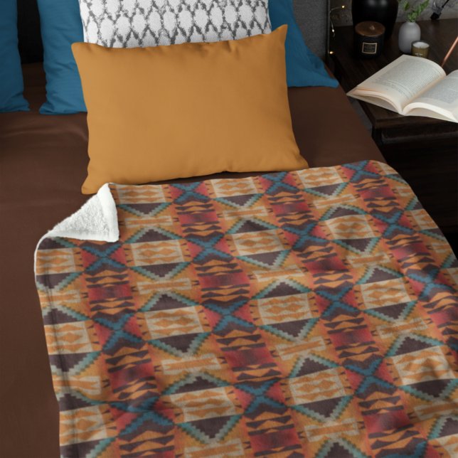 Couverture Polaire Bleu Turquoise foncé Brown Beige Orange Rouge Trib (Créateur téléchargé)