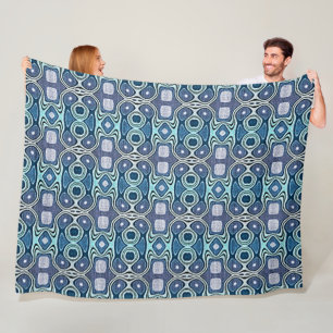 Couverture Polaire Bleu Turquoise foncé Vert Turquoise Violet Tribe A