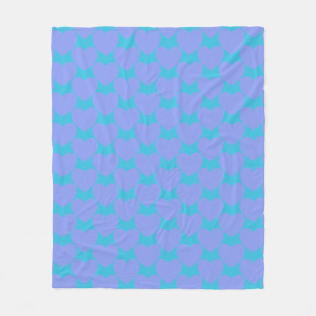 Couverture Polaire Bleu Turquoise mignon et Motif cardiaque périphéri (Devant)