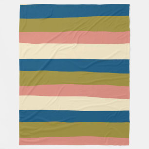 Couverture Polaire Bleu, vert olive, rose et crème
