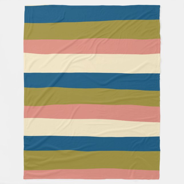 Couverture Polaire Bleu, vert olive, rose et crème (Devant)