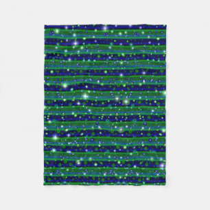 Couverture Polaire Bleu vert rayures avec étoiles et Raindrops