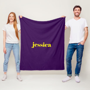 Couverture Polaire Bloc de couleur minimaliste nom personnalisé