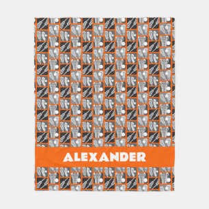 Couverture Polaire Blocs de crosse orange de bâtons et de balles