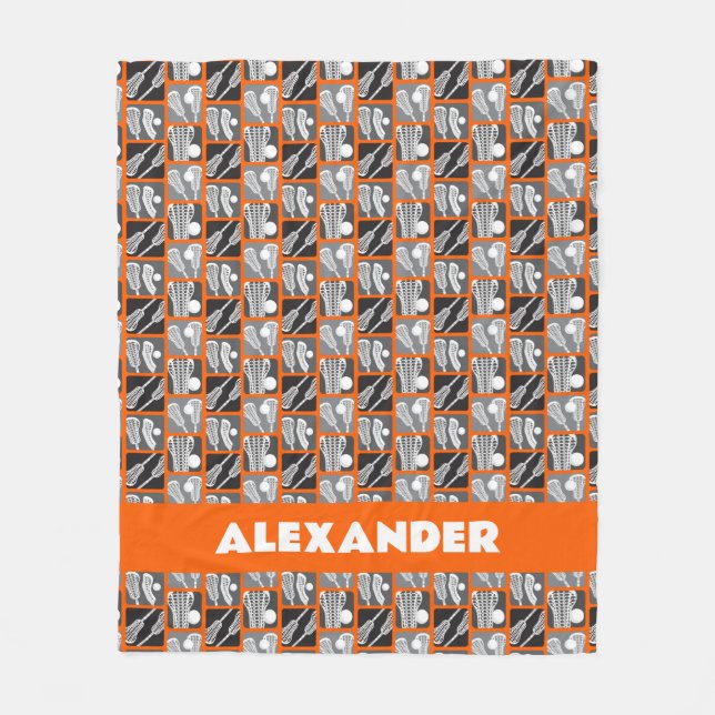 Couverture Polaire Blocs de crosse orange de bâtons et de balles (Devant)