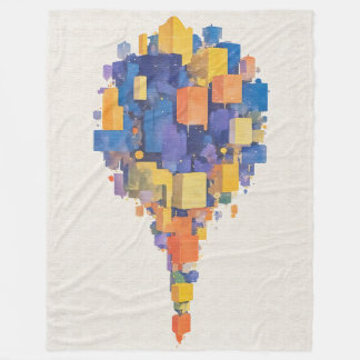 Couverture Polaire Blocs flottants colorés modernes Art aquarelle