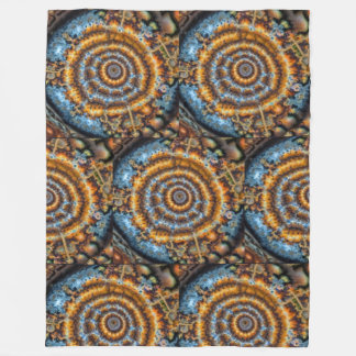 Couverture Polaire blue and gold fractal swirl
