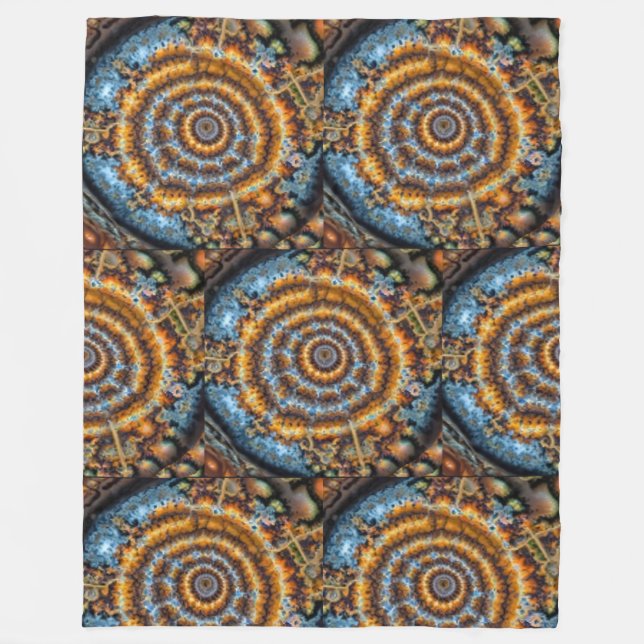 Couverture Polaire blue and gold fractal swirl (Devant)