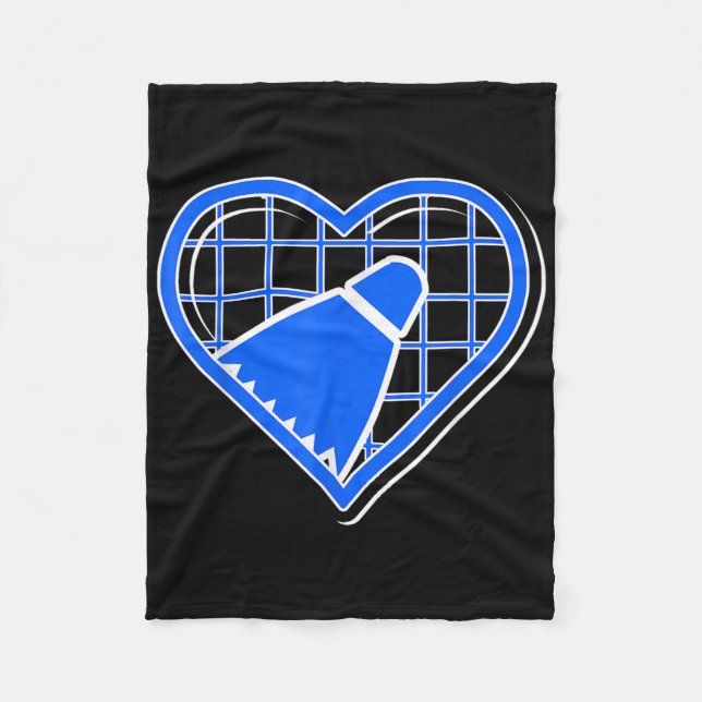 Couverture Polaire Blue Badminton Heart Pour Les Amateurs De Badminto (Devant)