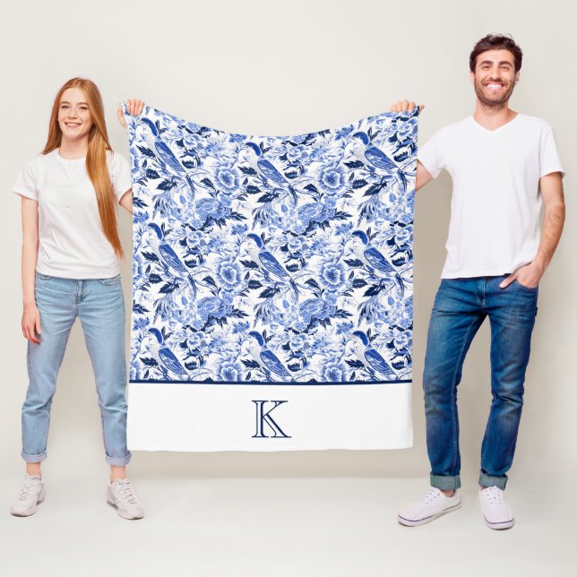 Couverture Polaire Blue Bird Chinoiserie Monogram  (En situation)