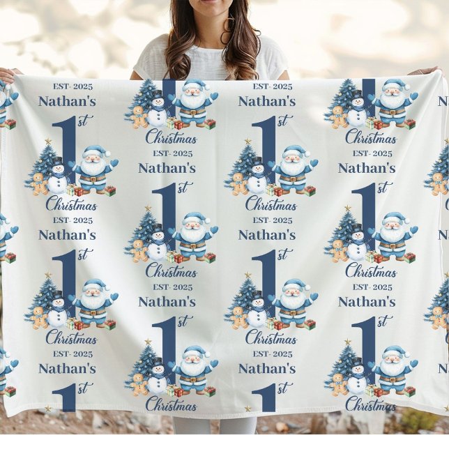 Couverture Polaire Blue Boy Premier Noël (Créateur téléchargé)