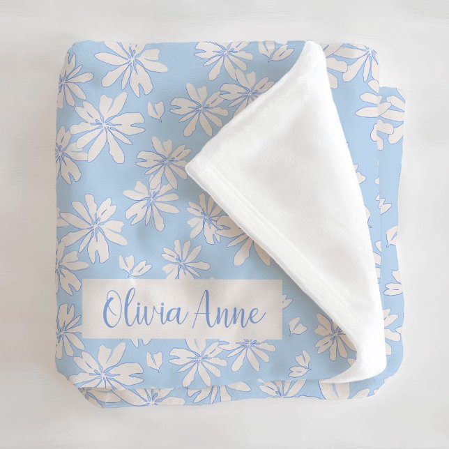 Couverture Polaire Blue Daisy Floral Girls Custom Fleece Blanket (Créateur téléchargé)