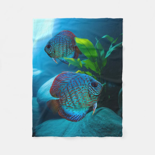 Couverture Polaire Blue Discus Fish Aquarium Fish Tank Art (Devant)
