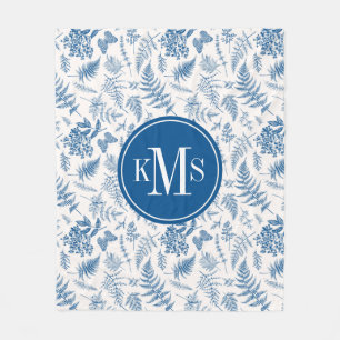 Couverture Polaire Blue Garden Butterfly & Floral Garden Motif