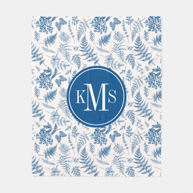 Couverture Polaire Blue Garden Butterfly & Floral Garden Motif (Devant)