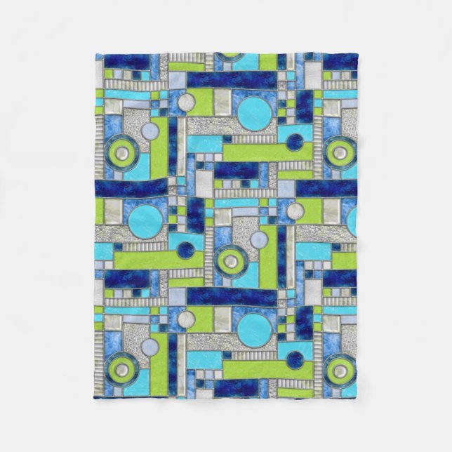 Couverture Polaire Blue Green Art Deco (Devant)