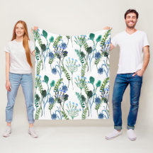 Blue Green Watercolor Wildflower 