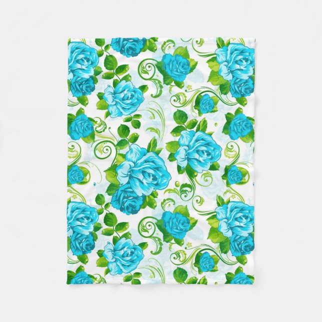 Couverture Polaire Blue Roses White (Devant)