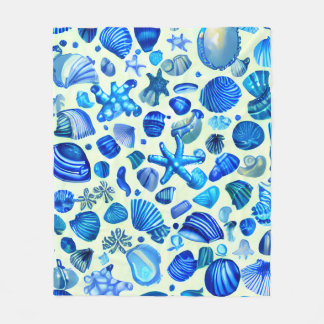 Couverture Polaire Blue Sea Shells Ocean Motif