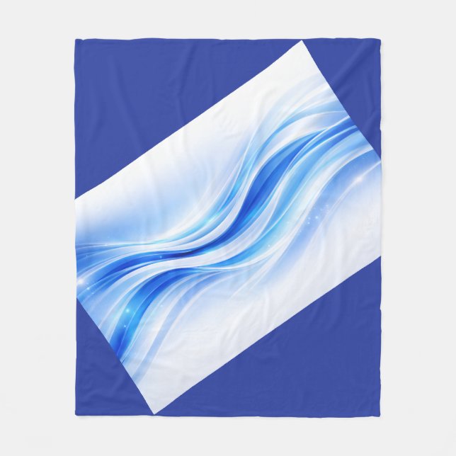 Couverture Polaire Blue & Silver Abstract Wave Blanket – Modern Flowi (Devant)