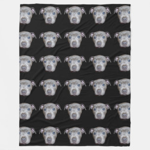Couverture Polaire Blue Staffordshire Bull Terrier Puppy Face, Noir
