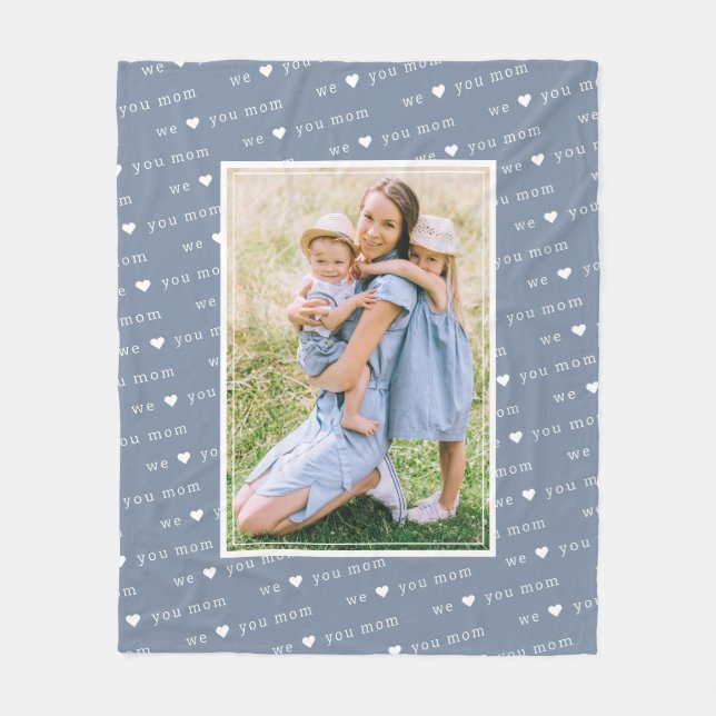 Couverture Polaire Blue We Love You Mom Photo Keepsaké (Devant)