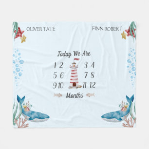 Couverture Polaire Blue Whales Twin Baby Milestone