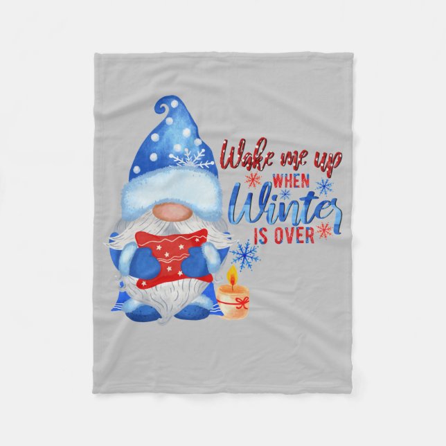 Couverture Polaire Blue Winter Gnome Avec Bougie Coussin (Devant)