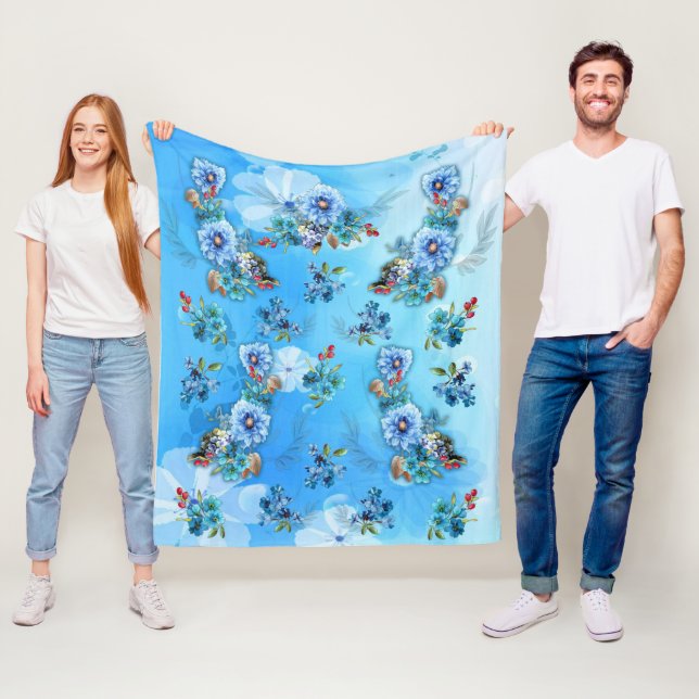 Couverture Polaire Blues de Cornflower en aquarelle (En situation)