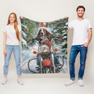 Couverture Polaire Bluetick Coonhound Dog équitation Motorcycle Noël