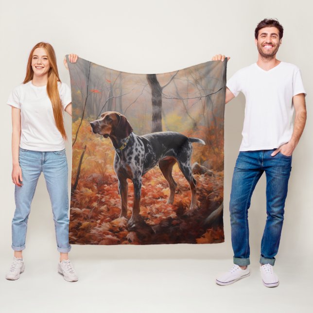 Couverture Polaire Bluetick Coonhound en automne Leaves automne Inspi (En situation)