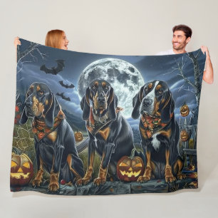 Couverture Polaire Bluetick Coonhound Halloween Éffrayant