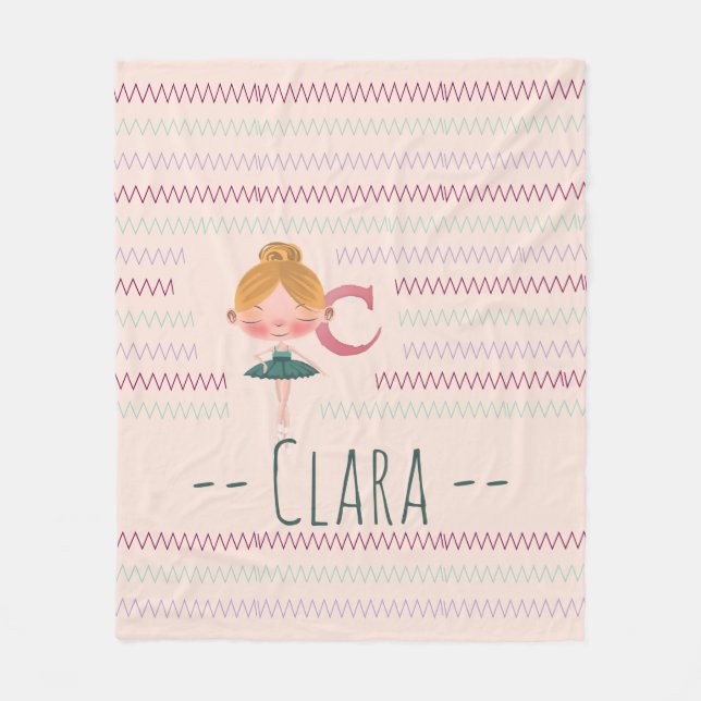 Couverture Polaire Blush Pink Ballerina Monogram C Name (Devant)