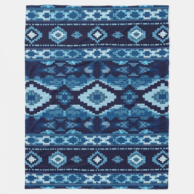Couverture Polaire Boho Aztec Blue Kits Design (Devant)