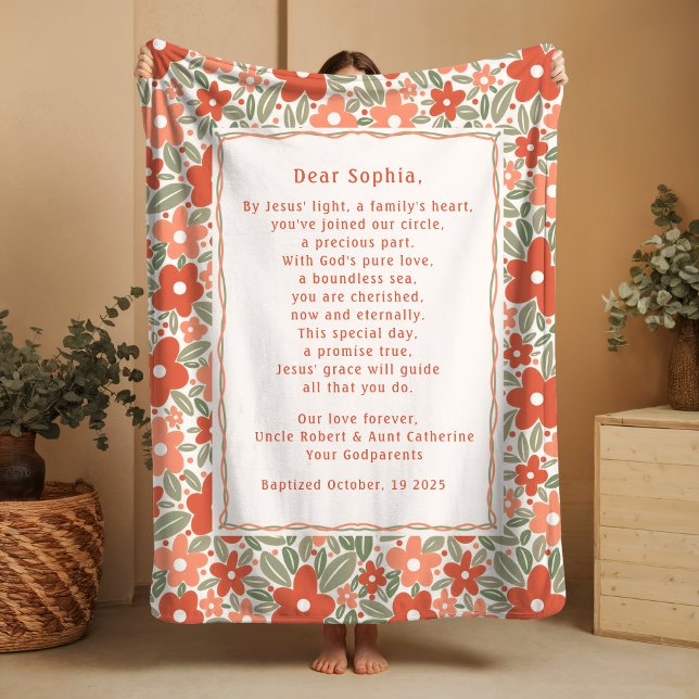 Couverture Polaire Boho Baptism Gift Personal Prayer Fleece Blanket  (Créateur téléchargé)